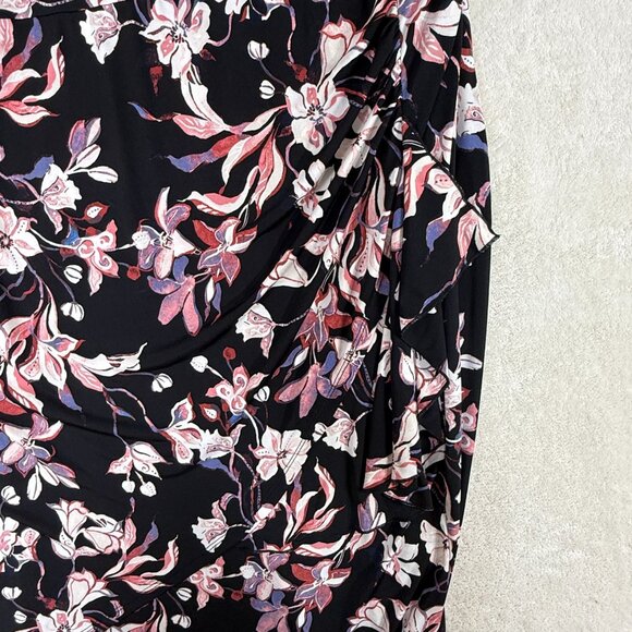 Catherines Women 4X Strawbridge Fit & Flare Dress‎ Black Floral Soft Knit - Picture 6 of 11